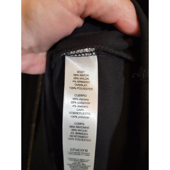 Chico's Women's Mini Shift Dress Round Neck Sleeveless Black Size 2 Us L/12 - Picture 6 of 9